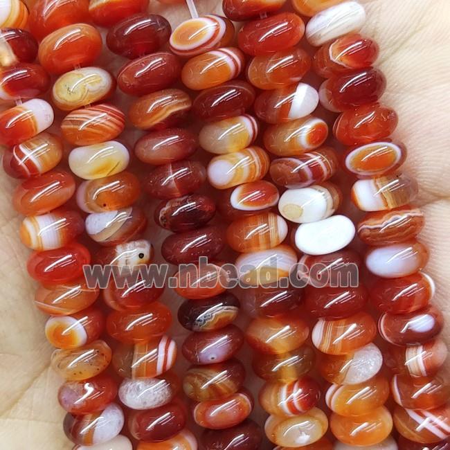 Red Striped Agate Rondelle Beads