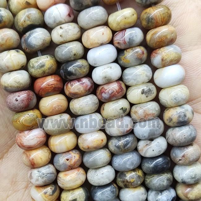 Natural Yellow Crazy Agate Rondelle Beads