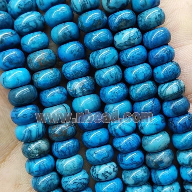 Blue Crazy Agate Rondelle Beads Dye