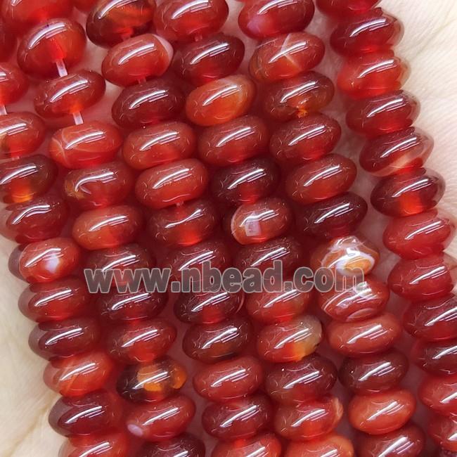 Red Carnelian Agate Rondelle Beads Smooth