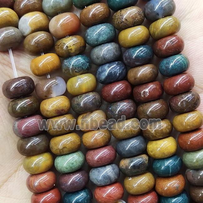 Ocean Agate Rondelle Beads Smooth Multicolor