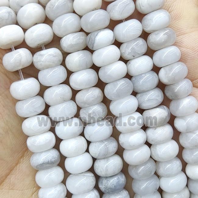 Natural White Crazy Agate Rondelle Beads Smooth