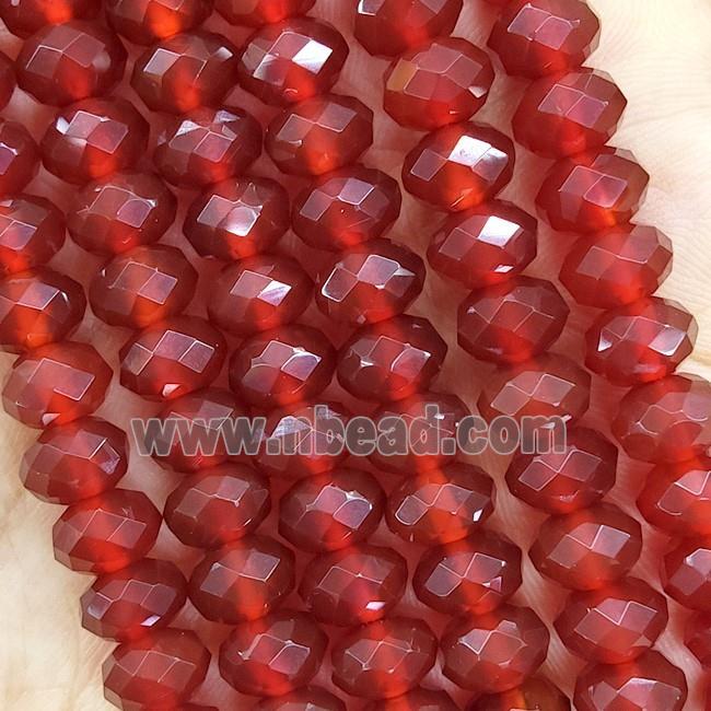 Red Carnelian Agate Beads Faceted Rondelle
