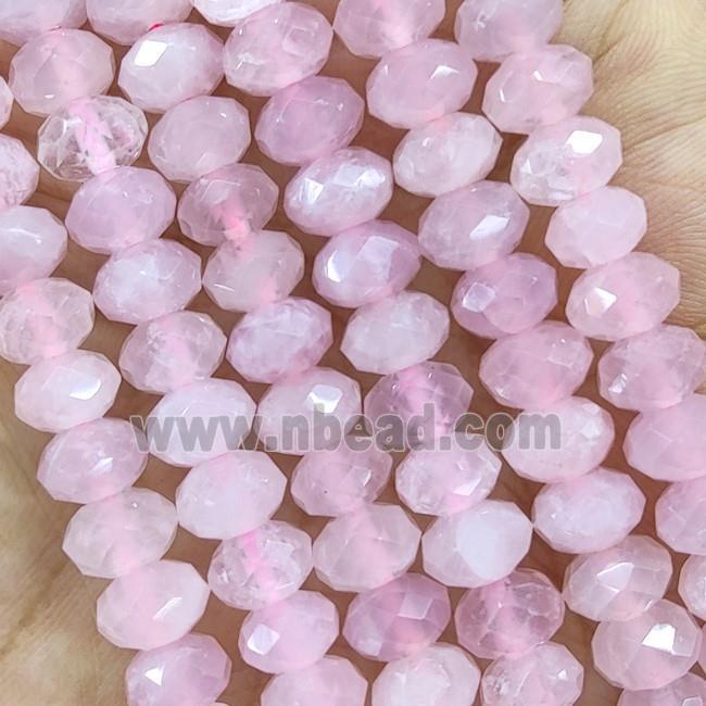 Pink Rose Quartz Beads Faceted Rondelle