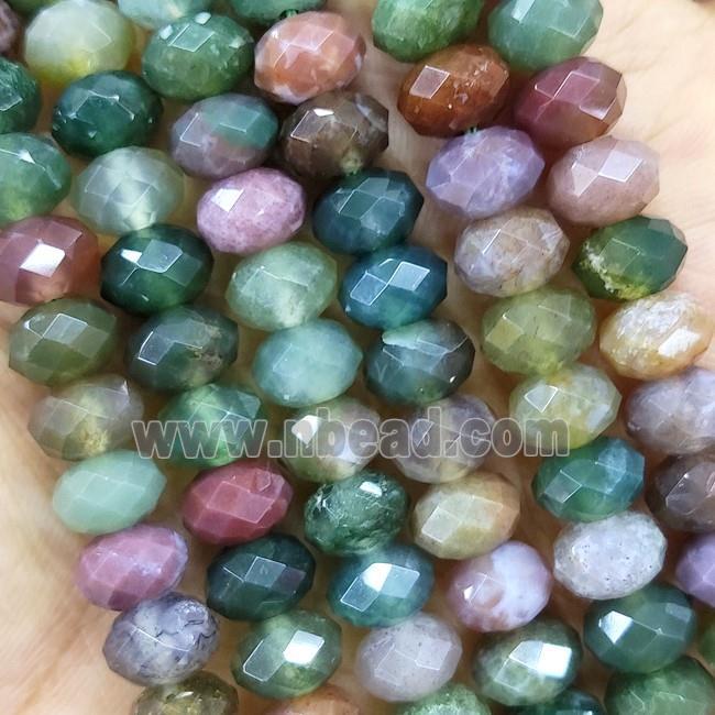 Indian Agate Beads Faceted Rondelle Multicolor