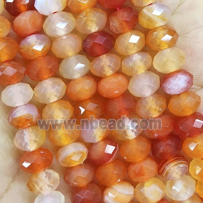 Red Striped Agate Beads Faceted Rondelle