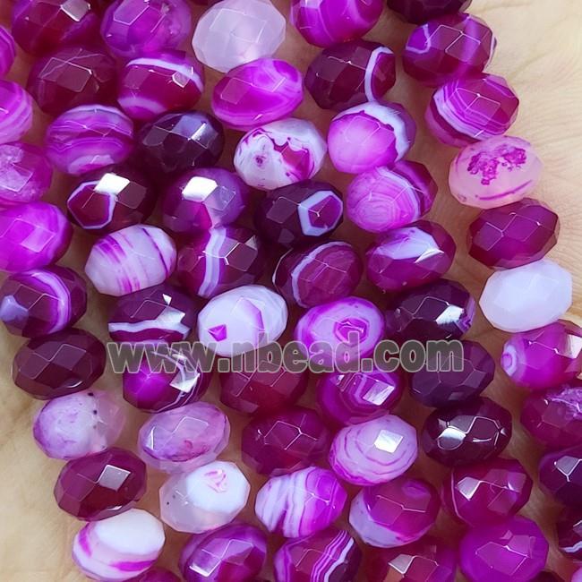 Hotpink Striped Agate Beads Faceted Rondelle