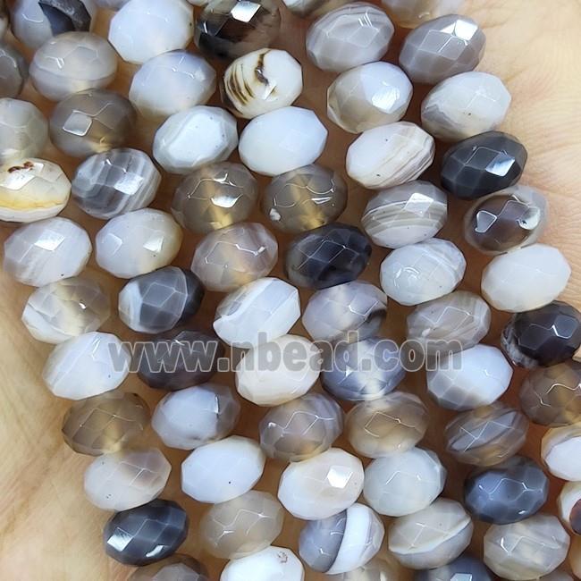 Gray Striped Agate Beads Faceted Rondelle