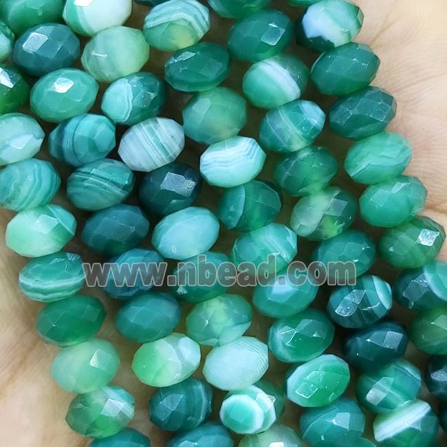 Green Striped Agate Beads Faceted Rondelle