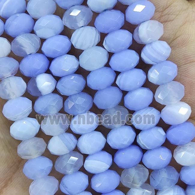 Blue Striped Agate Beads Faceted Rondelle