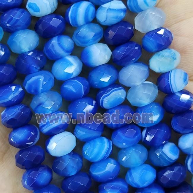 SkyBlue Striped Agate Beads Faceted Rondelle