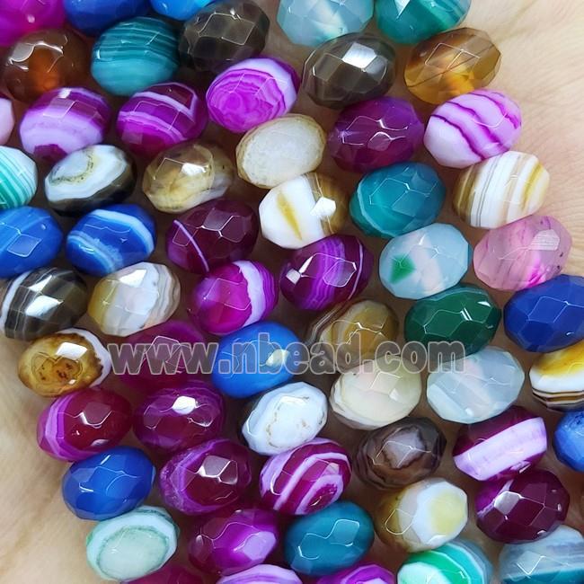 Striped Agate Beads Faceted Rondelle Mixed Color