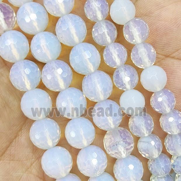 White Opalite Beads Faceted Round