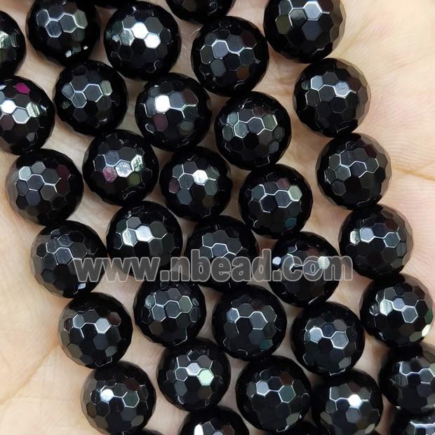 Black Onyx Agate Beads Faceted Round