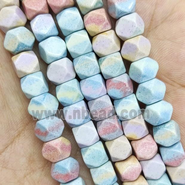 Multicolor Alashan Agate Beads Faceted Cube