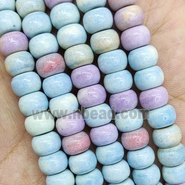 Multicolor Alashan Agate Beads Smooth Rondelle