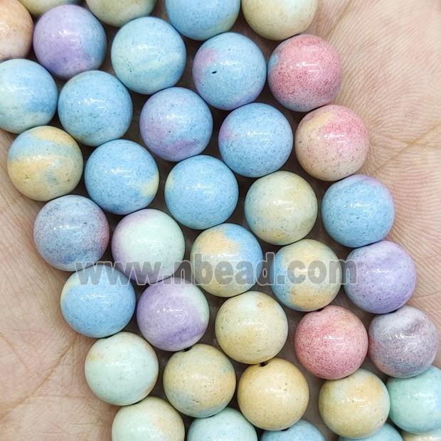 Multicolor Alashan Agate Beads Smooth Round
