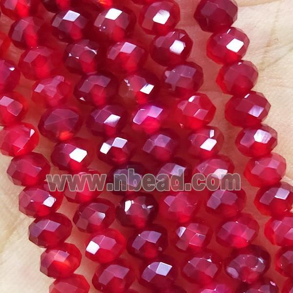 Red Carnelian Agate Beads Faceted Rondelle AA-Grade