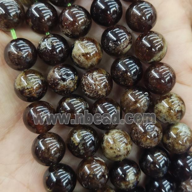 Natural Garnet Beads Smooth Round
