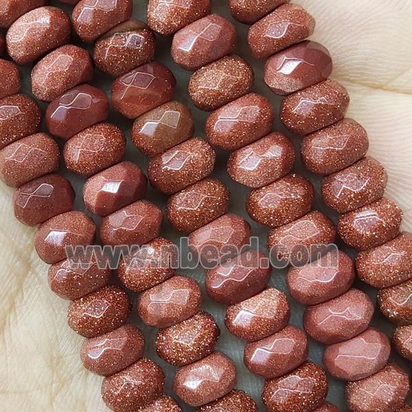 Gold Sandstone Beads Faceted Rondelle