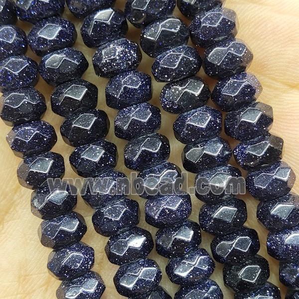 Blue Sandstone Beads Faceted Rondelle