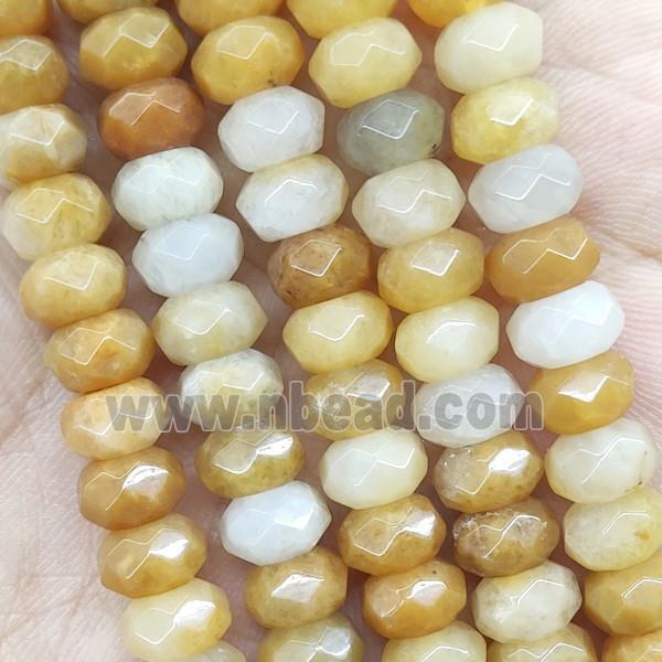 Yellow Jade Beads Faceted Rondelle
