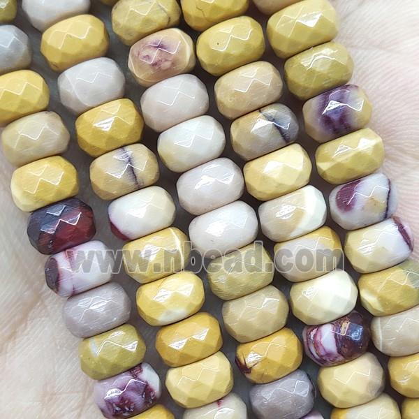 Yellow Mookaite Beads Faceted Rondelle