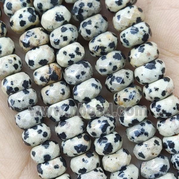 Black Dalmatian Jasper Beads Spotted Faceted Rondelle