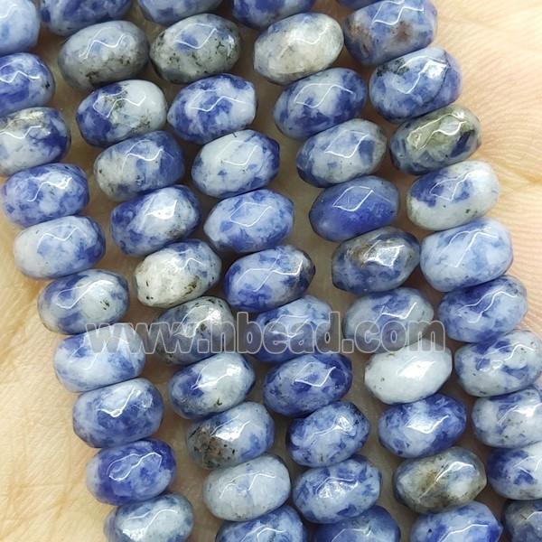 Blue Dalmatian Jasper Beads Spotted Faceted Rondelle