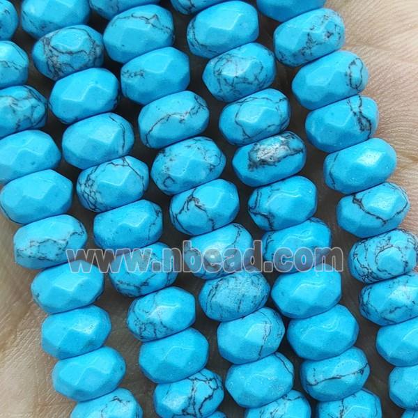 Blue Turquoise Beads Faceted Rondelle Dye