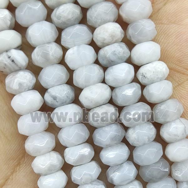 White Crazy Agate Beads Faceted Rondelle