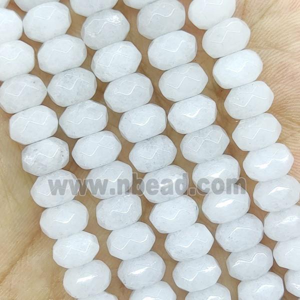White Jade Beads Faceted Rondelle