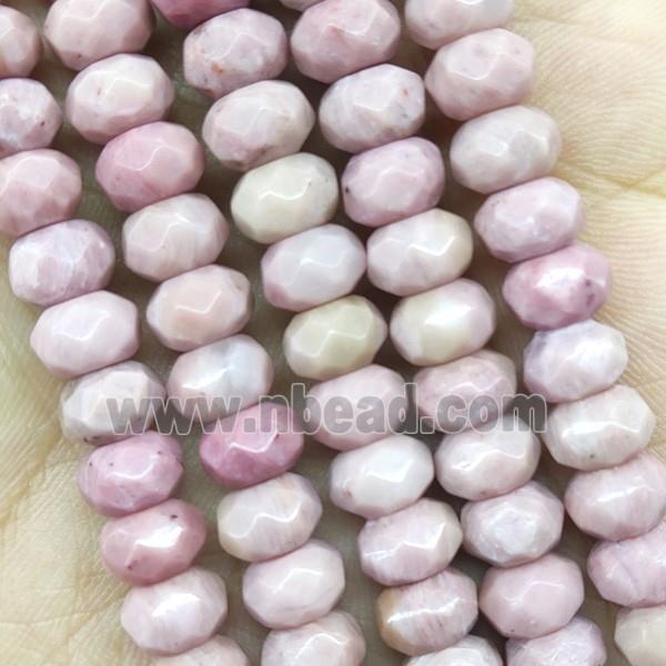 Pink Wood Lace Jasper Beads Faceted Rondelle