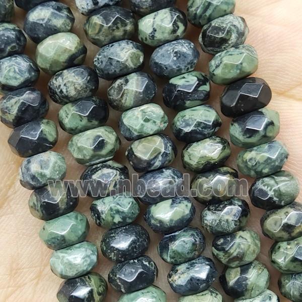 Green Kambaba Jasper Beads Faceted Rondelle