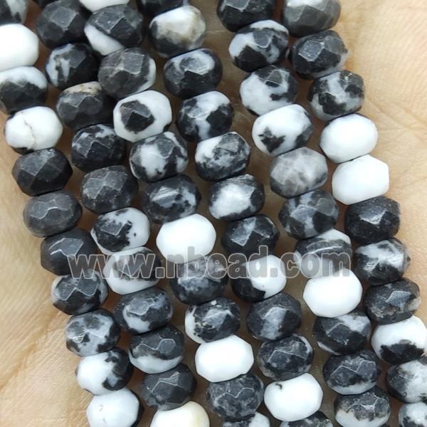 Black White Jasper Beads Faceted Rondelle