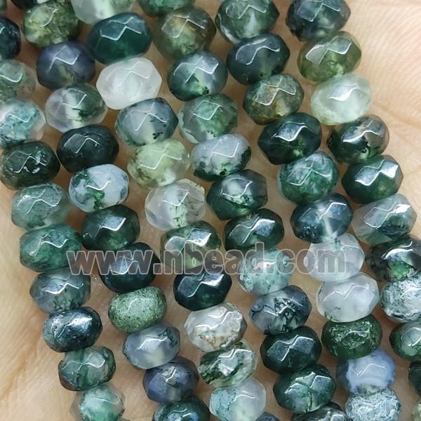 Greem Moss Agate Beads Faceted Rondelle