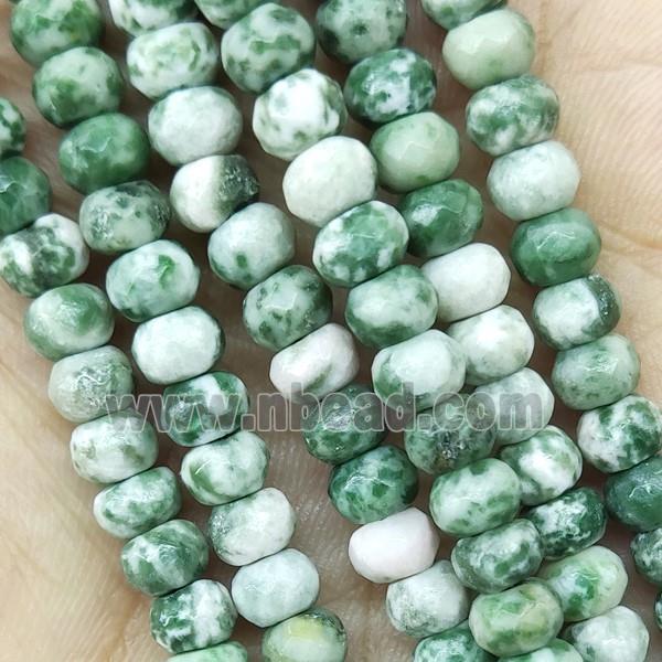 Green Dalmatian Jasper Beads Faceted Rondelle