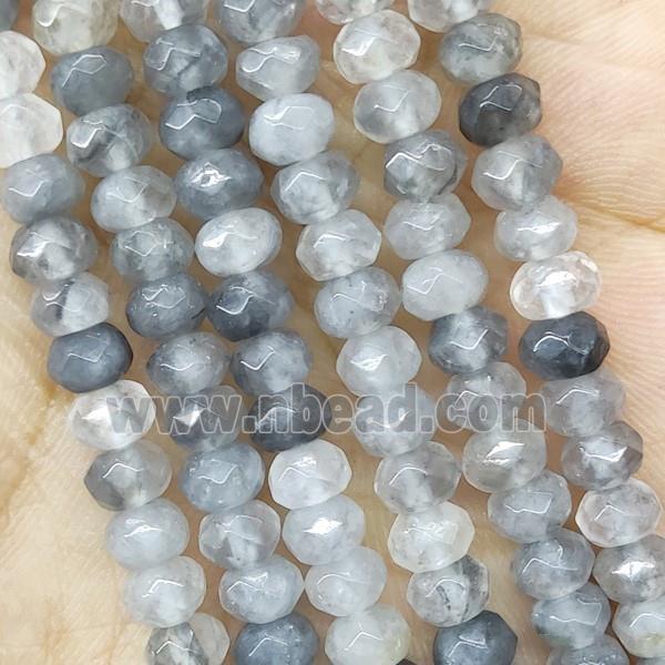 Gray Cloudy Quartz Beads Faceted Rondelle