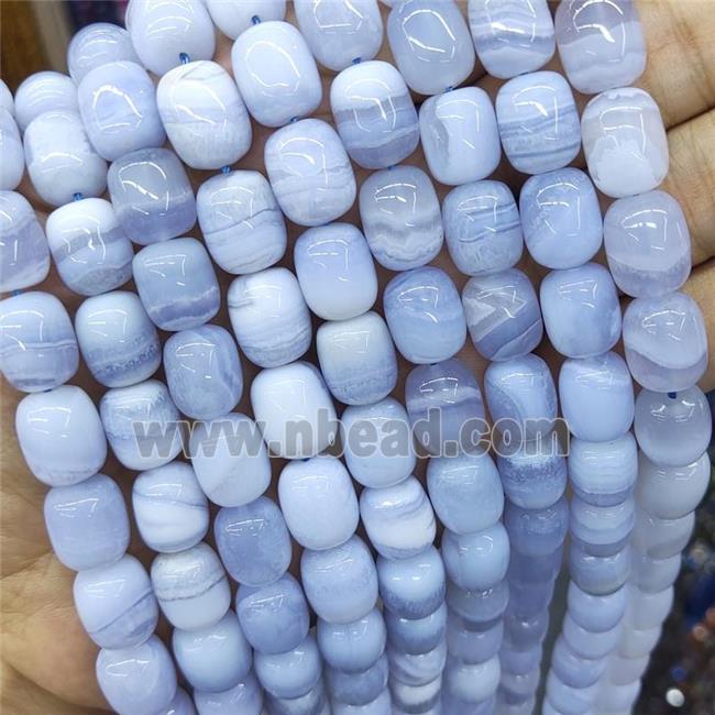 Natural Blue Lace Agate Barrel Beads AAA-Grade