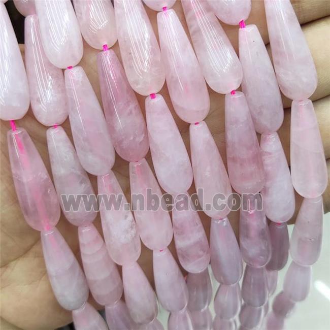 Pink Rose Quartz Teardrop Beads