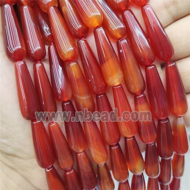 Red Carnelian Agate Beads Teardrop Smooth