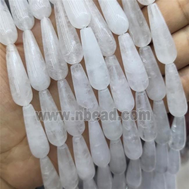 White Crystal Quartz Teardrop Beads