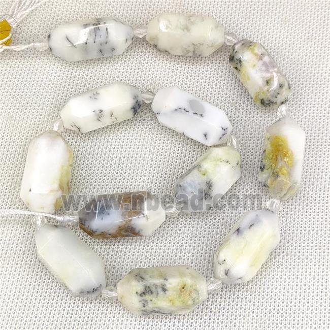 White Moss Opal Prism Beads