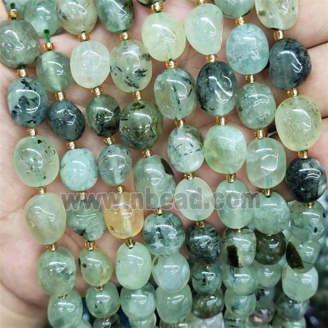 Green Prehnite Nugget Beads Freeform Polished