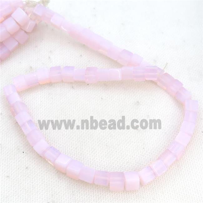 Pink Opalite Cube Beads