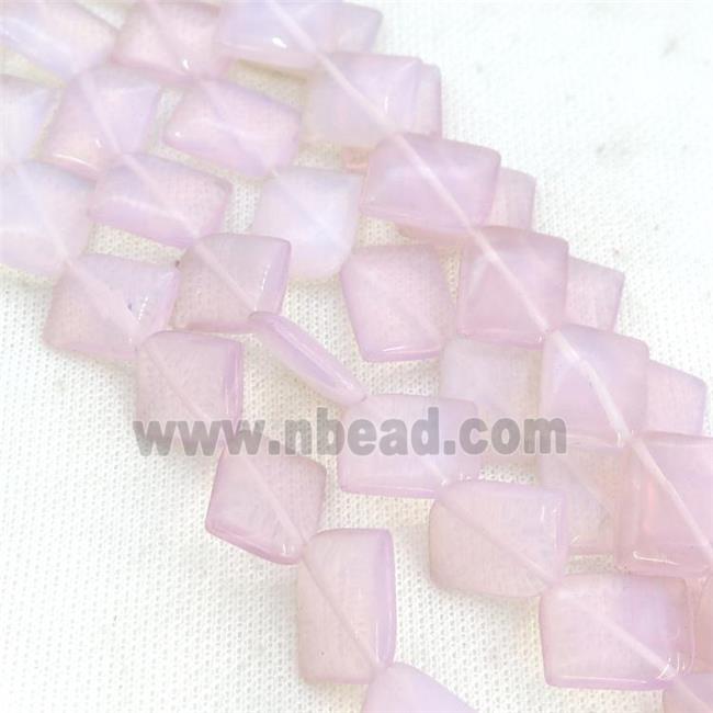 Pink Opalite Square Beads Corner-Drilled