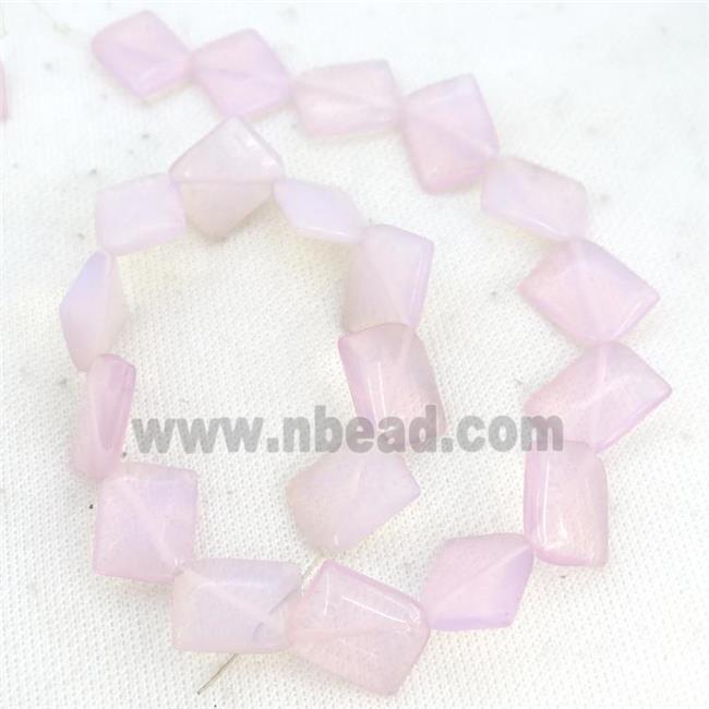 Pink Opalite Square Beads Corner-Drilled
