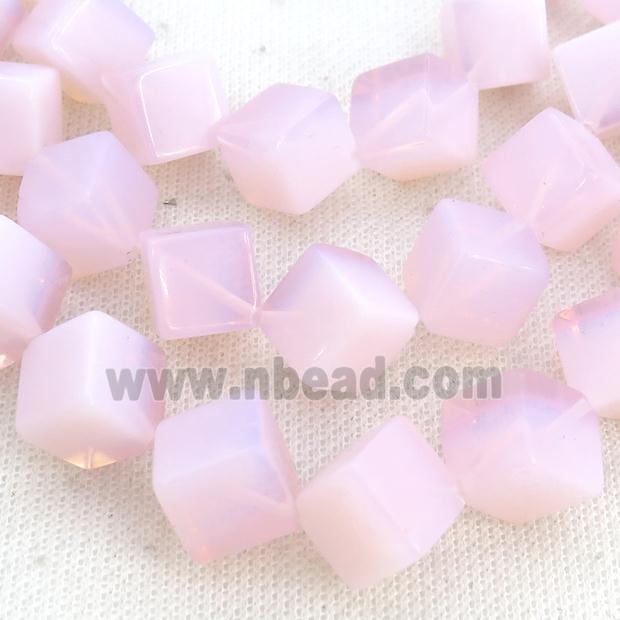 Pink Opalite Cube Beads Corner-Drilled