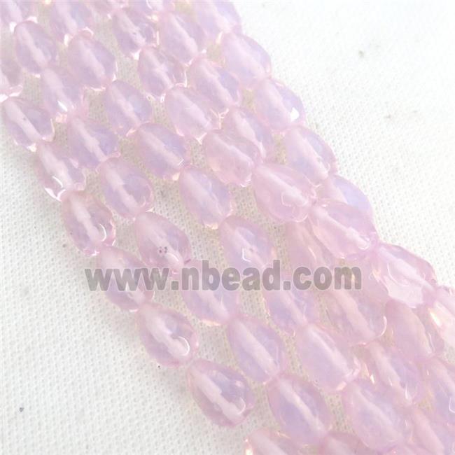 Pink Opalite Beads Faceted Teardrop