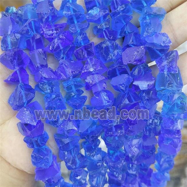 Blue Crystal Glass Nugget Beads Freeform Rough